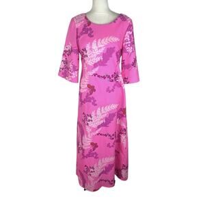 Liberty House Vintage 1970’s Hawaiian Maxi Dress Pink 3/4 Sleeve Size 8